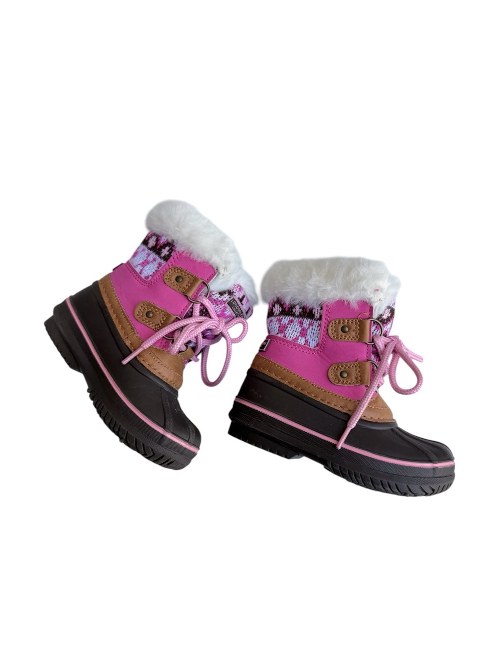 London Fog Girls Pink Faux-Fur Winter Boots Size 6